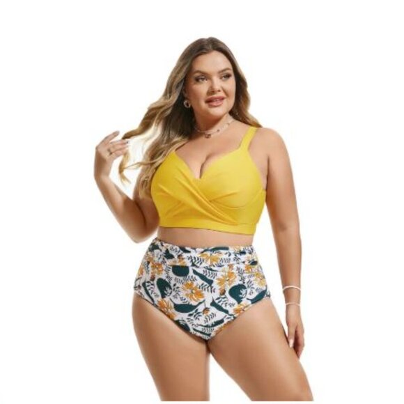 Hanna Nikole Womens Size 22W Plus Size Bikini Set 2 Piece High Waisted Swimsuit - Picture 4 of 14